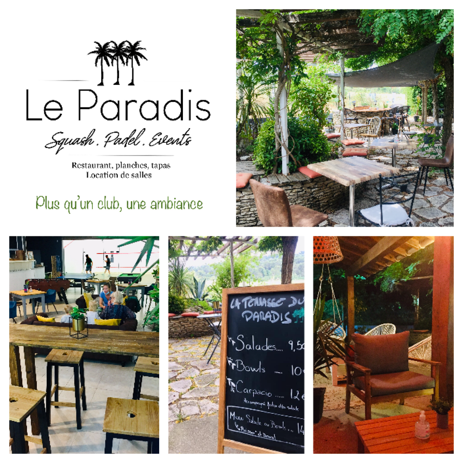 Le Paradis PADEL SQUASH Bar Restaurant Events Location de Salles